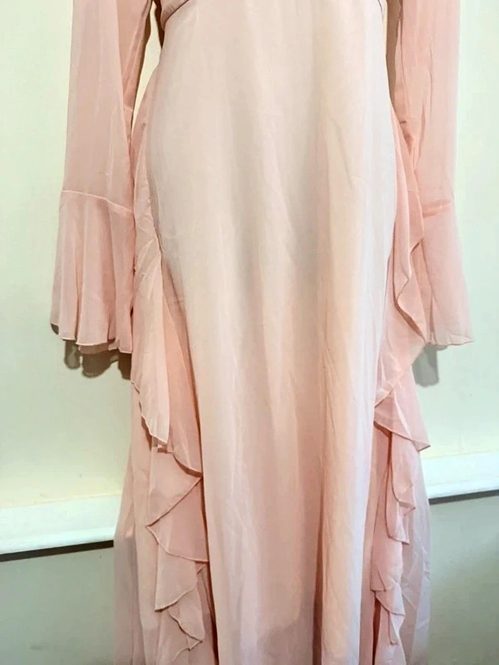 Pink Ruffle Maxi Dress Like New - Picture 2 of 2
